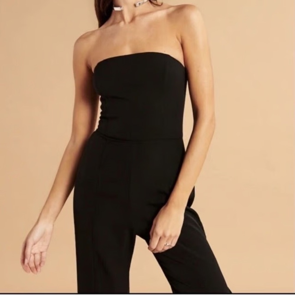 Abercrombie Premium Crepe Strapless Jumpsuit Black